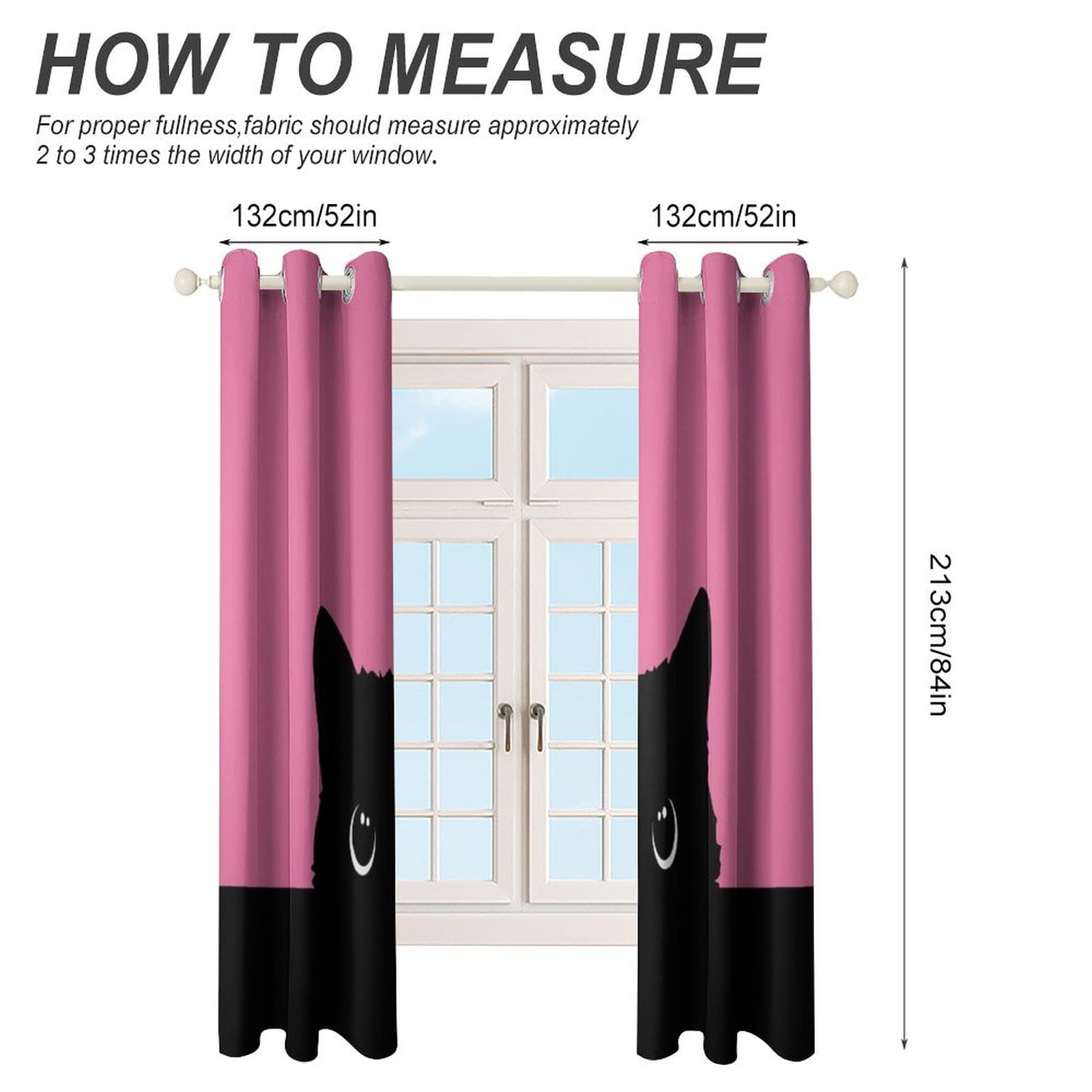 Amazon｜カーテン ピンク 黒 かわいい猫 【ポリエステル 遮光 1級